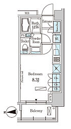 パークアクシス木場 6階ワンルームの間取り