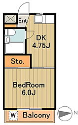 京王相模原線 京王永山駅 徒歩11分の賃貸マンション 1階1DKの間取り