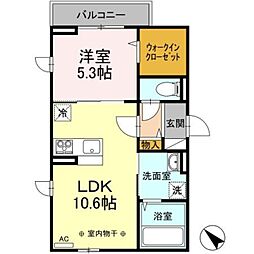 アグノス エーナ 2階1LDKの間取り