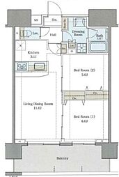 ラグゼナ流山おおたかの森 2階2LDKの間取り