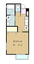 ハイライズ玉川学園Ａ 2階1Kの間取り
