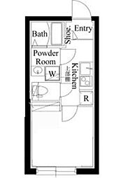 都営浅草線 馬込駅 徒歩8分の賃貸マンション 地下2階1Kの間取り
