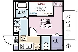 リヴェール高砂 1階1Kの間取り