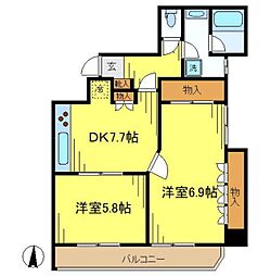 ハイツ目白坂 2DKの間取図画像