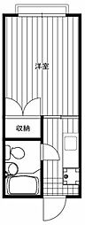 パークハイツ中島1 1Kの間取図画像