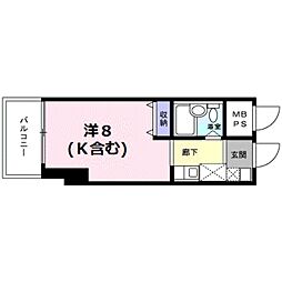京都市営烏丸線 五条駅 徒歩1分の賃貸マンション 9階ワンルームの間取り