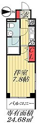 JR総武線 船橋駅 徒歩10分の賃貸マンション 9階1Kの間取り