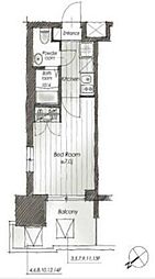 パークキューブ北松戸 8階1Kの間取り