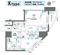 ズーム駒込 9階1DKの間取り