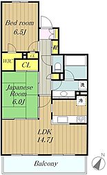 ライオンズプラザ小田急相模原 5階2LDKの間取り