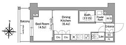 ウエリスアーバン住吉EAST 1DKの間取図画像