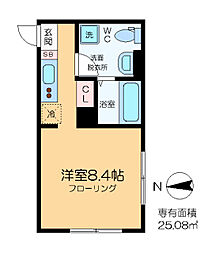 brightnew 2階ワンルームの間取り