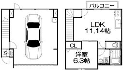 エスパ―ス河内磐船 1階1LDKの間取り