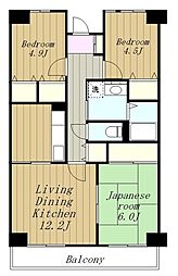 JR横浜線 町田駅 徒歩11分の賃貸マンション 1階3LDKの間取り