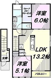 ウィステリアタウン4 2LDKの間取図画像