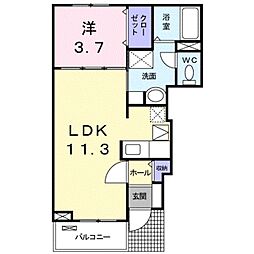 南海線 和歌山市駅 徒歩9分の賃貸アパート 1階1LDKの間取り