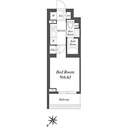 ストーリア市川行徳 3階1Kの間取り