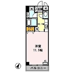 阪急箕面線 桜井駅 徒歩10分の賃貸マンション 2階1Kの間取り
