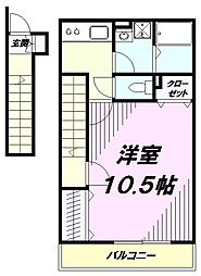 京王線 京王八王子駅 徒歩12分の賃貸アパート 2階1Kの間取り