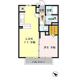 エバーグリーンガーデンB 1LDKの間取図画像