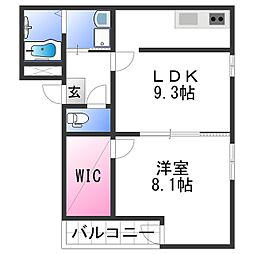 フジパレス和歌山太田I番館 1階1LDKの間取り