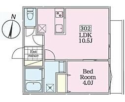 エクレール鴨居2 1LDKの間取図画像