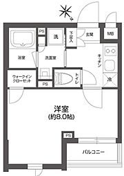 グランパセオ四谷若葉 4階1Kの間取り