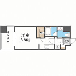 パークアクシス福岡県庁前 6階ワンルームの間取り