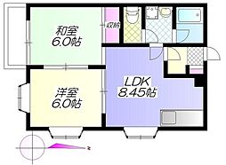 フレール西川A 2LDKの間取図画像