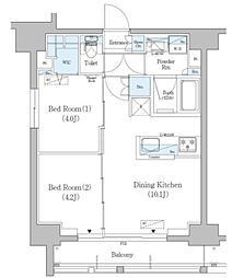 アーバネックス南品川 2LDKの間取図画像
