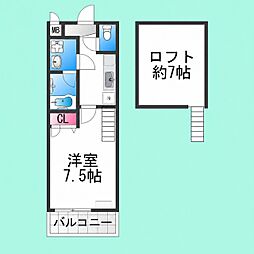 フジパレスソレイユクーシャン 1Kの間取図画像