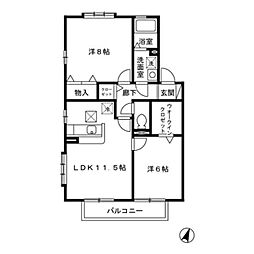 グリーンフィールズB 2LDKの間取図画像