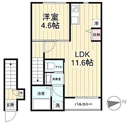 アヴァンス 2階1LDKの間取り