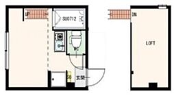 ひかりコーポEX 1階ワンルームの間取り