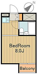 京王相模原線 京王永山駅 徒歩9分の賃貸マンション 3階ワンルームの間取り