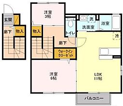 アークTOWA 2階2LDKの間取り