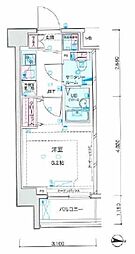 ジェノヴィア京成立石3スカイガーデン 1Kの間取図画像