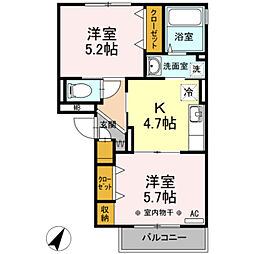 アンバサル 3階1LDKの間取り