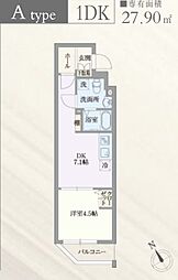 GRAN PASEO門前仲町 2階1DKの間取り