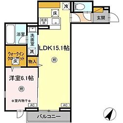 デュランタ 1LDKの間取図画像