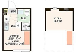 パストラルときわ台 2階ワンルームの間取り