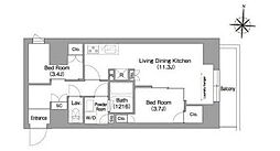 コンフォリア・リヴ南品川 8階2LDKの間取り