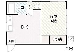 宝蓮荘 1DKの間取図画像