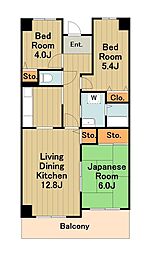 コーポレート相模原三丁目 5階3LDKの間取り