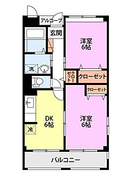 ボワセゾン 2DKの間取図画像
