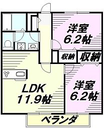 JR中央線 八王子駅 バス17分 薬師前下車 徒歩8分の賃貸アパート 1階2LDKの間取り