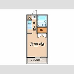 メゾンコイズミ 2階1Kの間取り