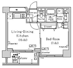 ParkCube代々木富ヶ谷 1LDKの間取図画像