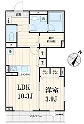 グランデール中目黒 3階1LDKの間取り