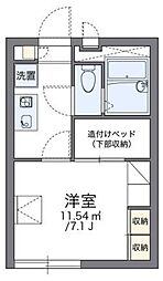 レオパレスコンフォールドミール 1階1Kの間取り